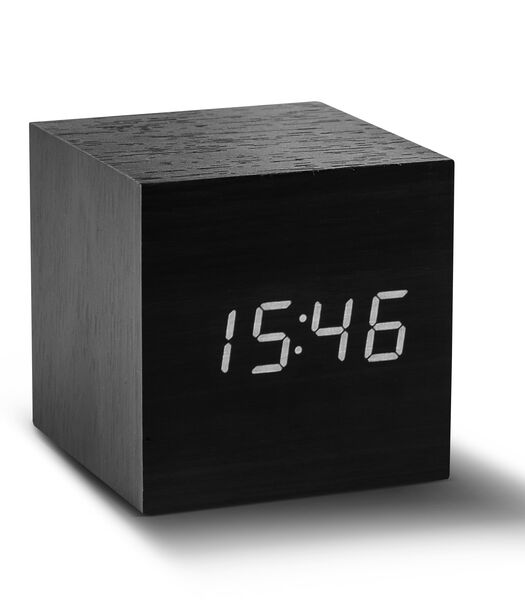 Cube click clock Wekker - Zwart/LED Wit