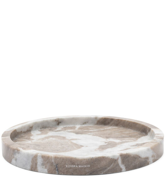 Ferrara Marble kaarsenplateau marmer - ronde plateau wit/beige