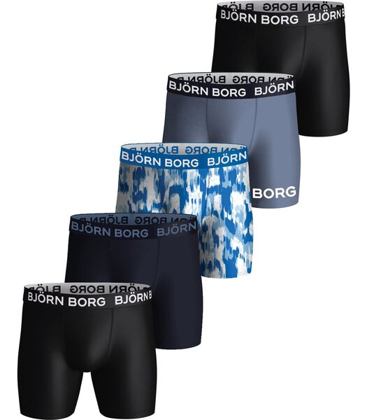 Björn Borg Performance Boxershorts 5-Pack Blauw