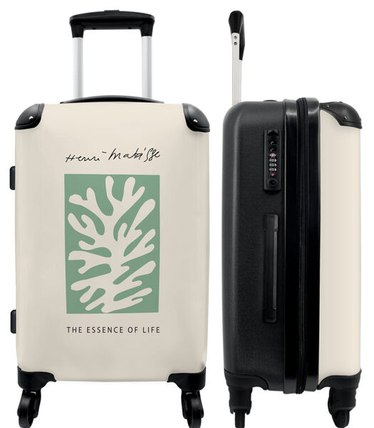 Bagage à main Valise avec 4 roues et serrure TSA (Matisse - Art - Vert - Corail - Abstrait)