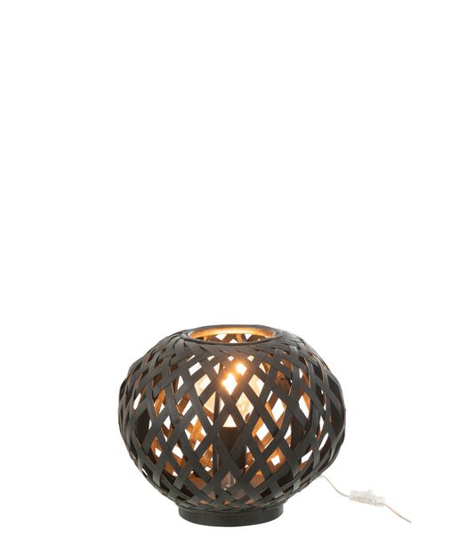 Bambusa - Lampe à poser - ronde - bambou - noir - 1 point lumineux