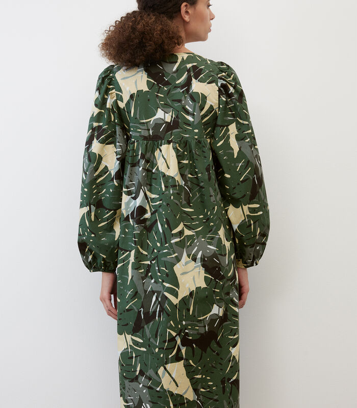 Midi-jurk met print all-over en volumineuze mouwen image number 2