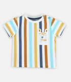 T-shirt met korte mouwen en kleurrijke streepjes image number 0