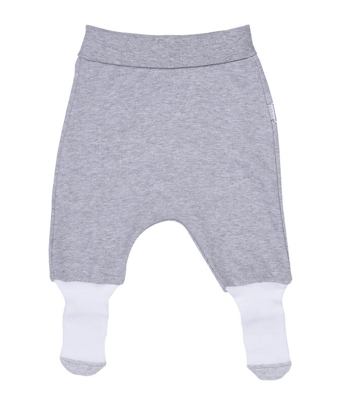 Pantalon bébé à pieds en coton bio, LINO image number 1