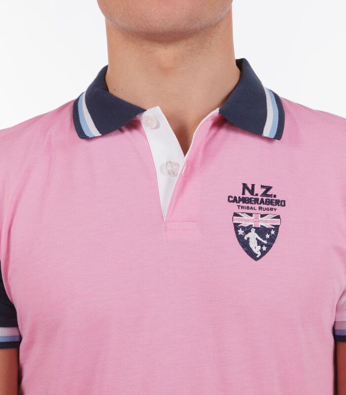 Polo in jersey tweekleurig roze image number 2