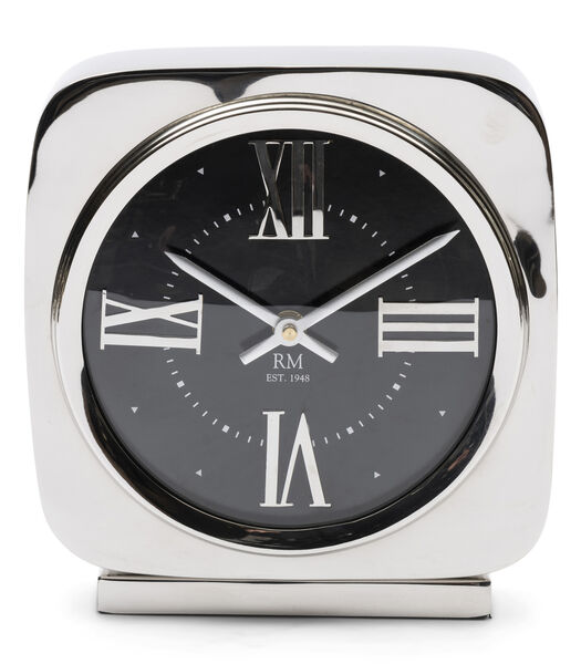 Horloge argent, Horloge de table Carré, décorative - RM Clark - Verre