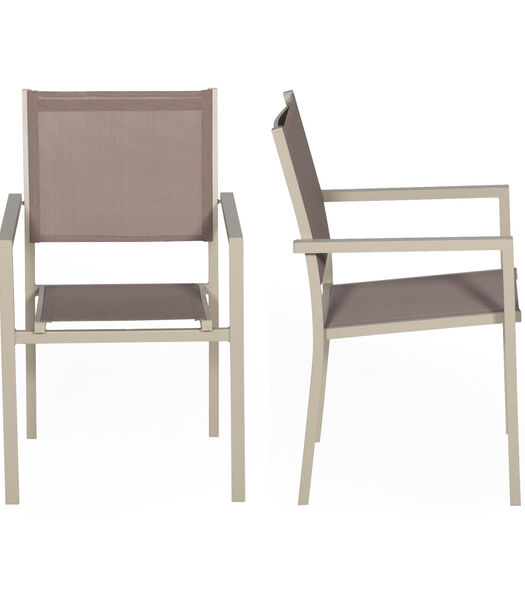 Set van 4 taupe aluminium stoelen - textilene taupe
