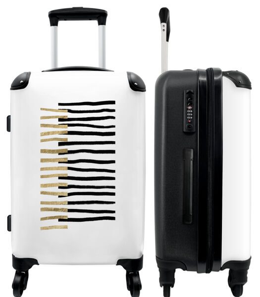 Bagage à main Valise avec 4 roues et serrure TSA (Noir - Or - Abstrait - Blanc)
