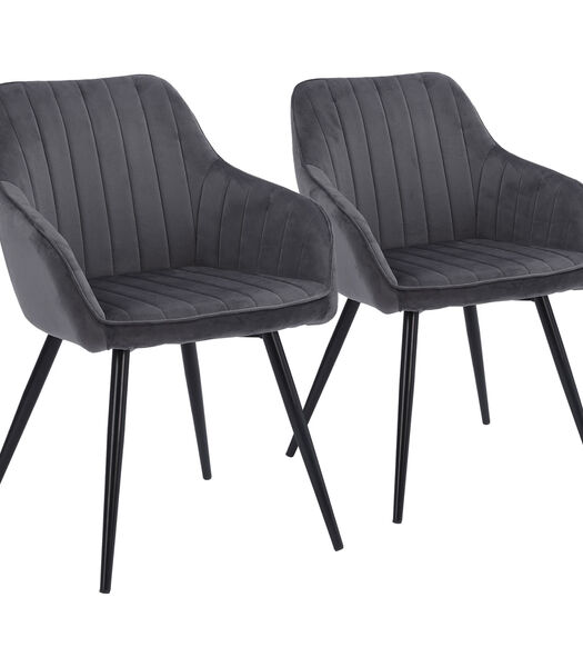 Set van 2 grijze BERTILLE fluwelen stoelen
