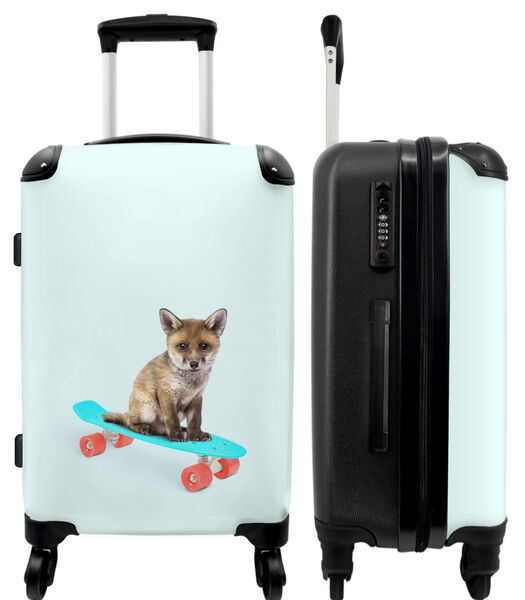 Handbagage Koffer met 4 wielen en TSA slot (Vosje - Dieren - Skateboard - Blauw)