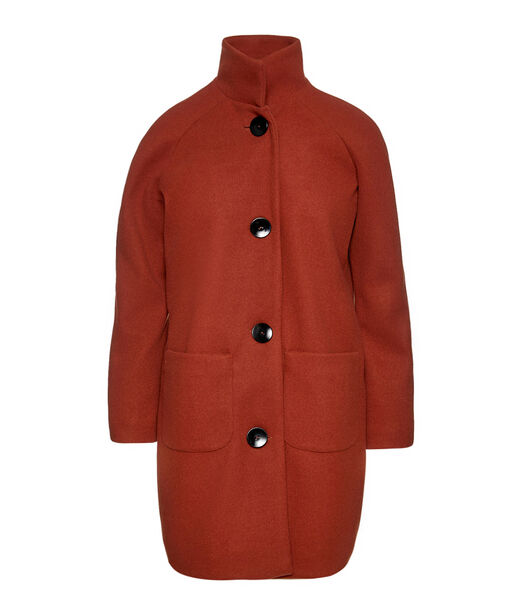 Manteau en faux mouflon rouge brique par Conquista Fashion
