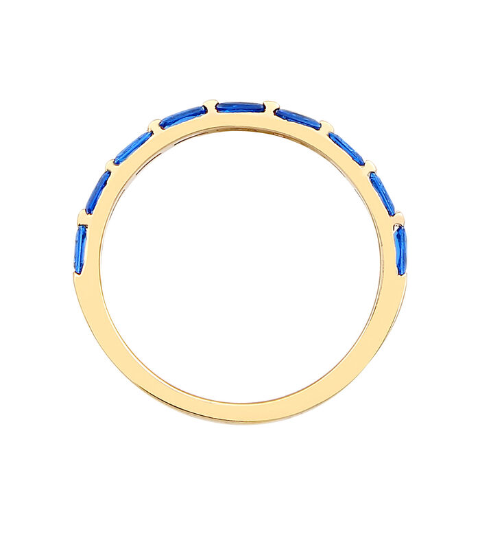 Ring Elli Premium Ring Dames Band Fonkelend Met Synthetische Saffieren In 925 Sterling Zilver Verguld image number 2