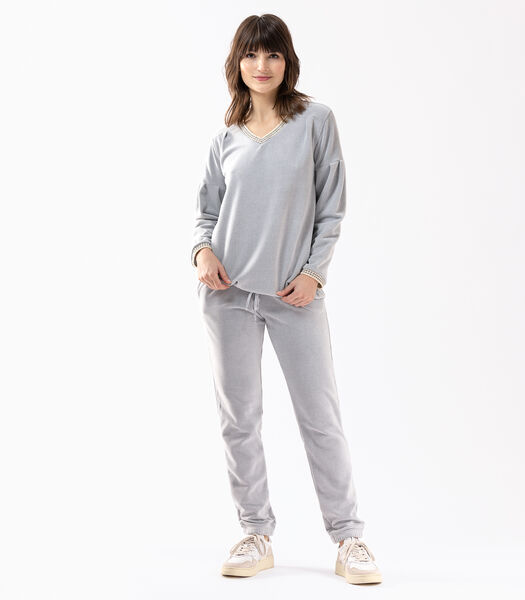 COMFY 602 grijs gemêleerde pyjama van microfleece