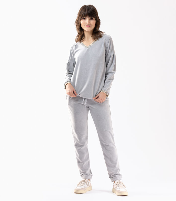 COMFY 602 grijs gemêleerde pyjama van microfleece image number 0