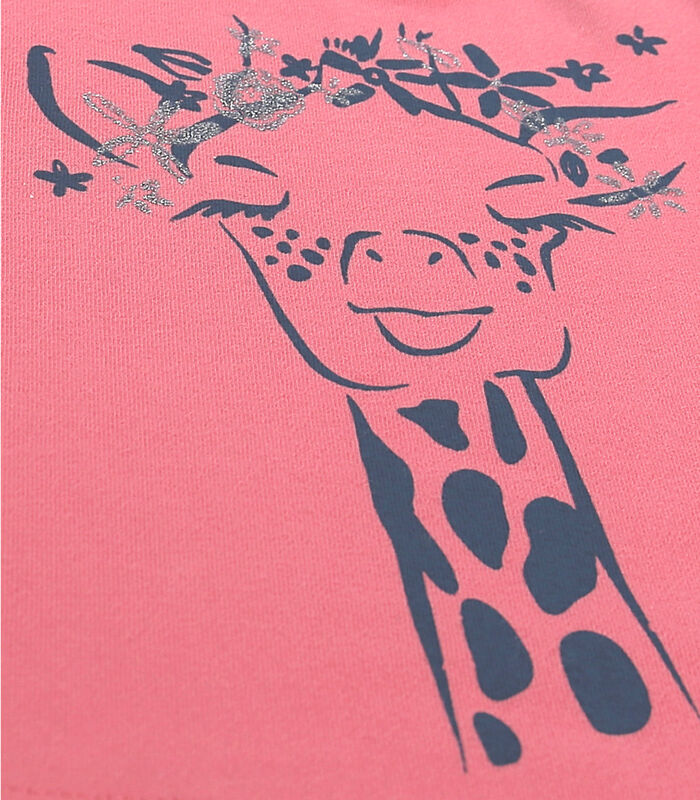 Roze T-shirt met korte mouwen en giraf image number 3