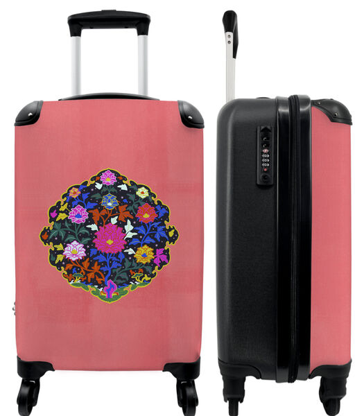 Valise spacieuse avec 4 roues et serrure TSA (Plantes - Rose - Abstrait - Art)