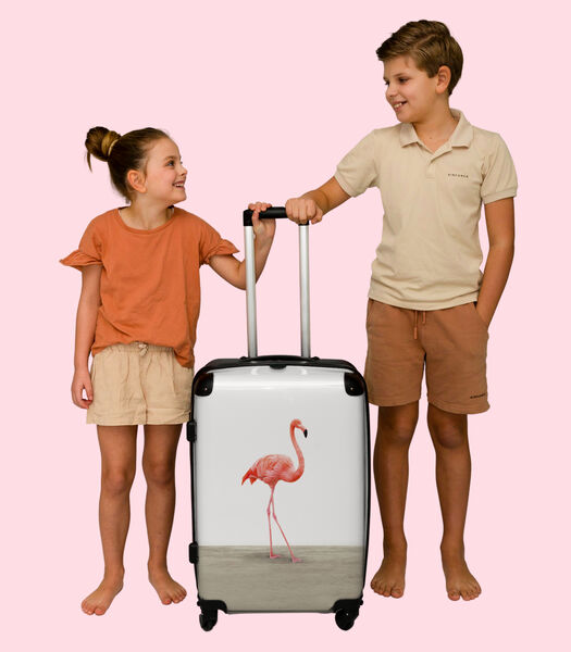 Bagage à main Valise avec 4 roues et serrure TSA (Flamant - Enfants - Rose - Décoration)