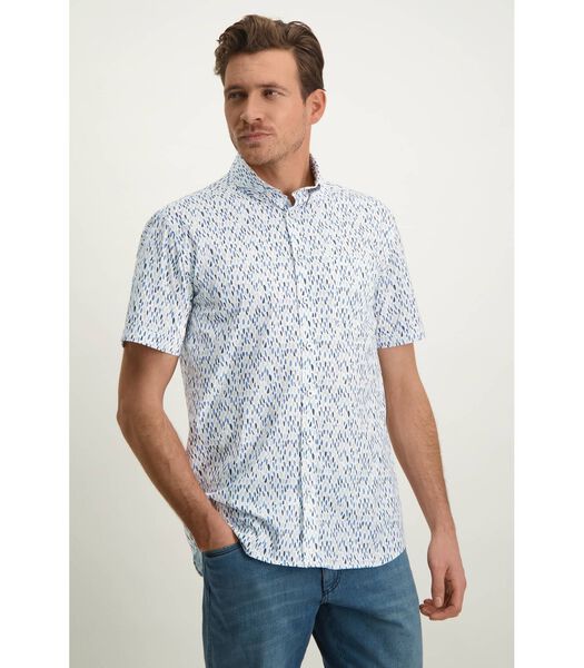 Short Sleeve Overhemd Print Blauw