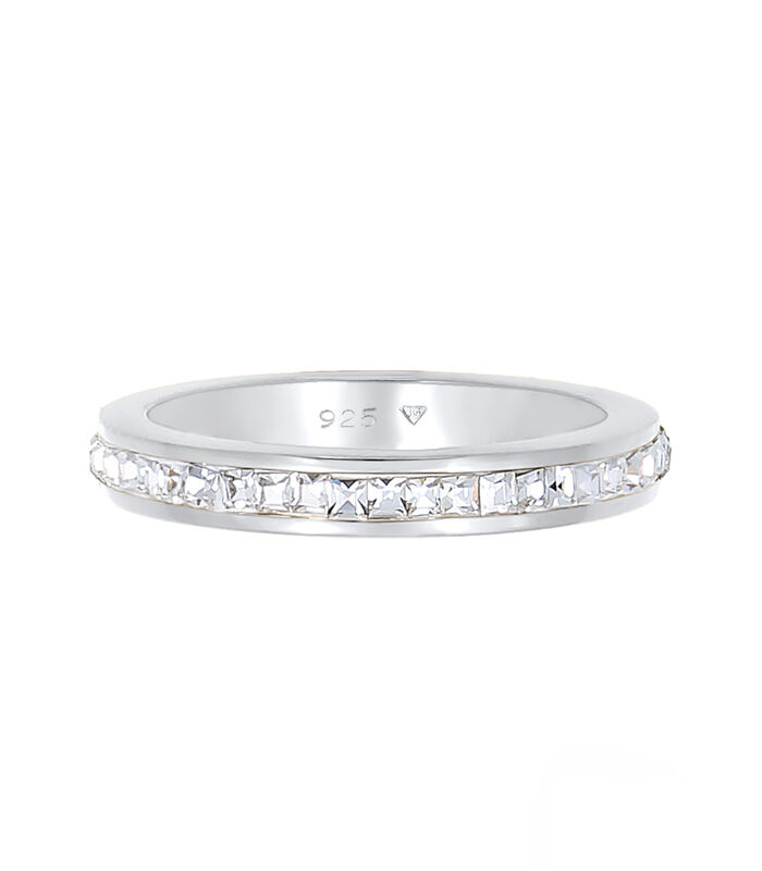 Ring Dames Elegant Basic Met Kristallen In 925 Sterling Zilver image number 1