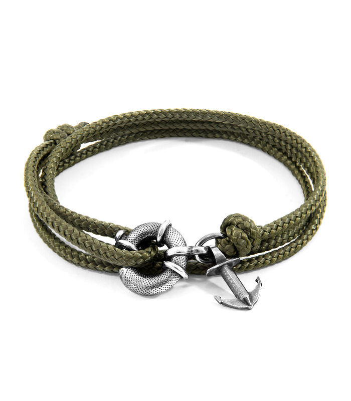 Achetez Anchor & Crew Bracelet Ancre Clyde Argenté Et Corde Vert