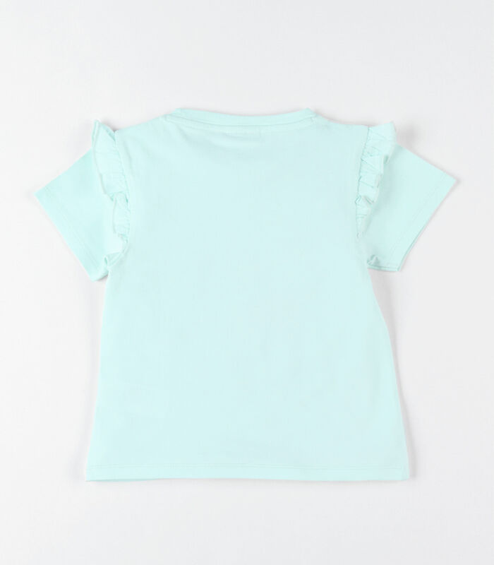 T-shirt met korte mouwen bedrukt met meisje, aqua image number 4