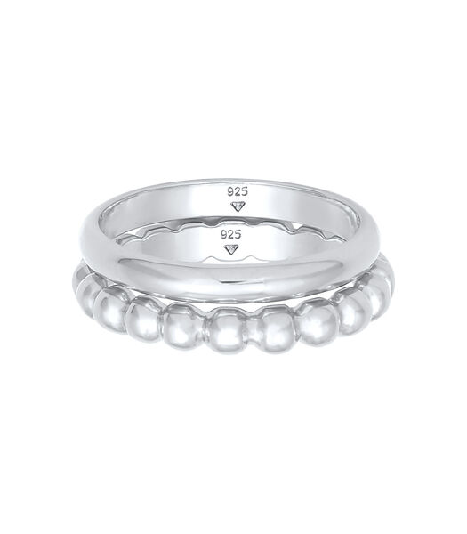 Ring Dames Band Ring Duo Basic Ball Trend In 925 Sterling Zilver