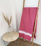 Traditionele katoenen handdoek 100 x 200 cm effen met 3 strepen image number 1