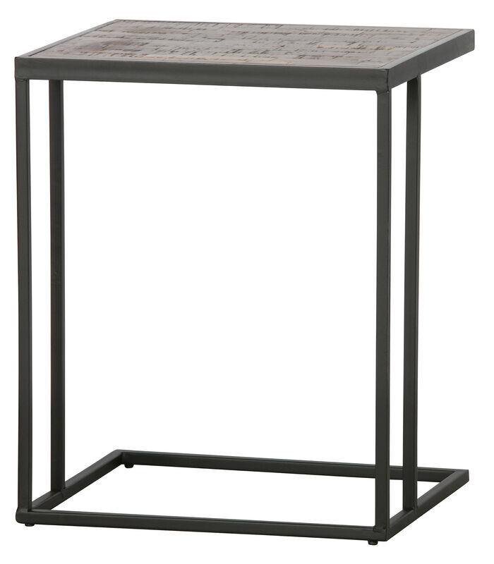 Table d'appoint en forme de U - Bois de teck/fer - Naturelle/noir - 55x45x35 cm - Vic image number 0