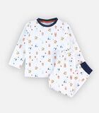 Fluwelen 2-delige pyjama met dierenprint, ecru image number 0