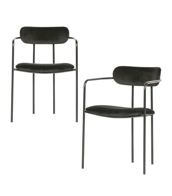 Lot de 2 chaises de table - Velours - Vert - 74x52x50 - Ivy image number 0