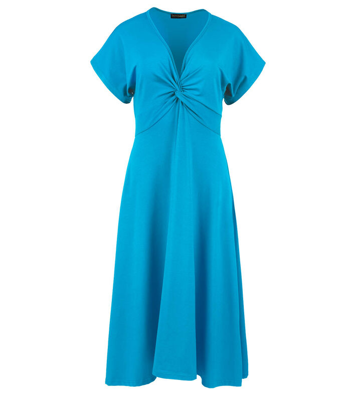 Turquoise midi-jurk met vlinderstrik image number 1