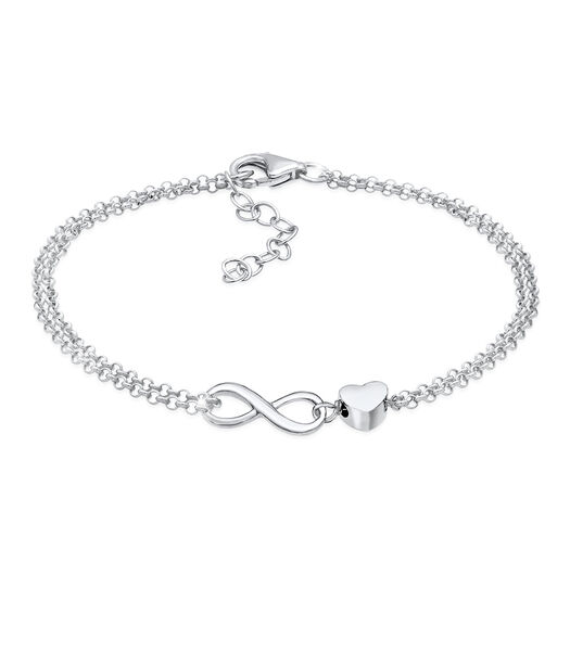Bracelet Femmes Cœur Amour Infinité En Argent Sterling 925