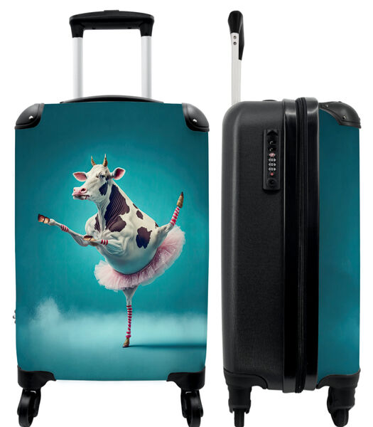Ruimbagage koffer met 4 wielen en TSA slot (Koe - Ballet - Portret - Blauw - Dieren)