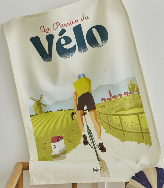 Wim' Passion vélo - Katoenen theedoek met print 50 x 75 cm