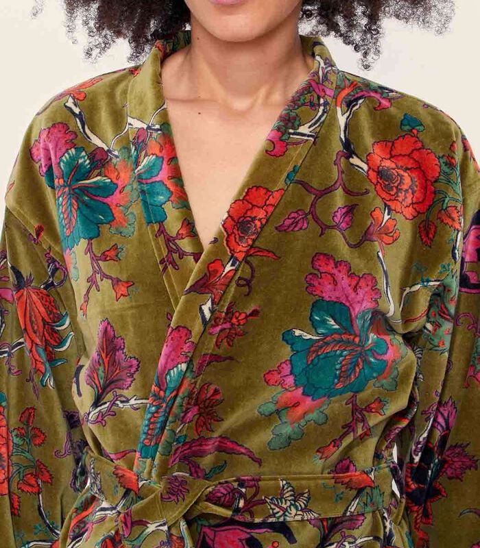 Kimono court imprimé velours lisse KIMSHO image number 3