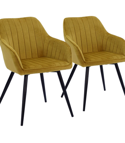 Set van 2 BERTILLE mosterd fluwelen stoelen