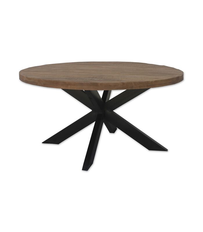 Omerta - Table de salle à manger - ronde 140cm - mangue - naturel - pied araignée en acier - laqué noir image number 0