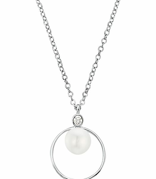 Chaîne avec pendentif pour femme, argent 925 Sterling, zirconium synth., perle de coquillage