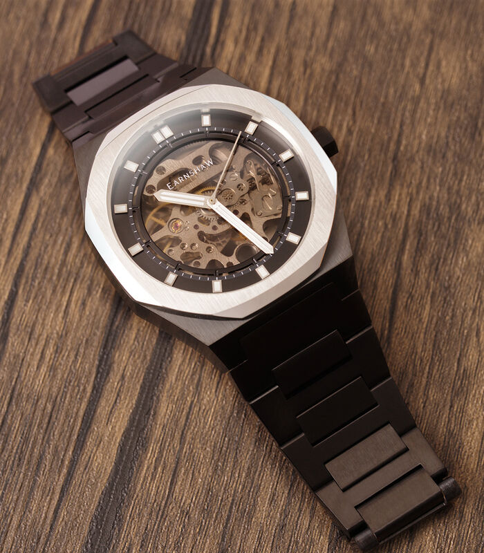 Automatisch herenhorloge met skelet - Roestvrij stalen armband - 3 wijzers - Drake image number 3