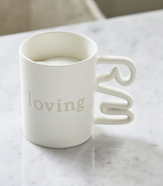 RM Loving - Mug avec texte blanc mat avec anse organique