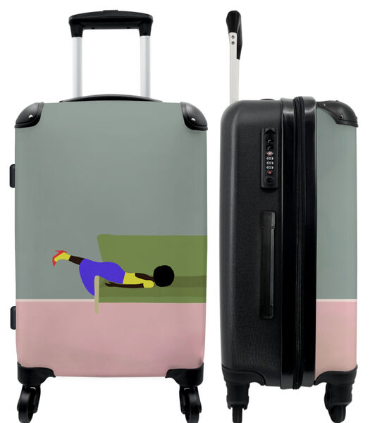 Bagage à main Valise avec 4 roues et serrure TSA (Abstrait - Femme - Pastel - Design)