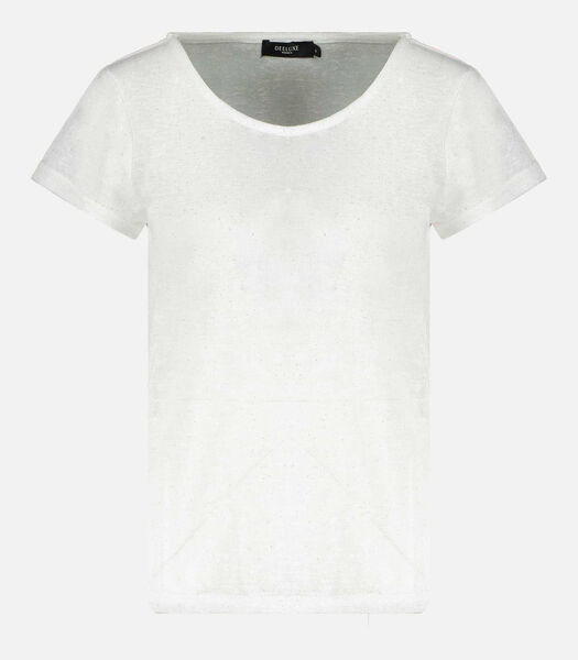 GLITTER - T-shirt met ronde hals, linnen en pailletteneffect