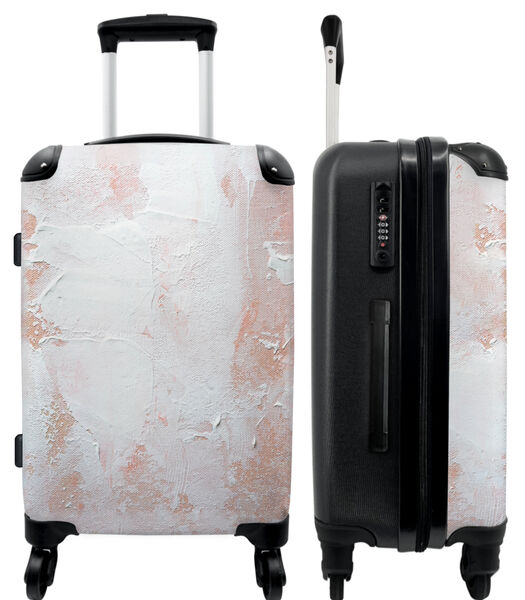 Handbagage Koffer met 4 wielen en TSA slot (Wit - Roze - Verf - Abstract)