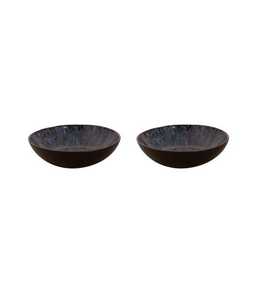 Bord diep Lester 21 cm Blauw Zwart Stoneware 2 stuks