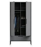Armoire - Pin - Gris - 200x100x53  - Adam image number 3