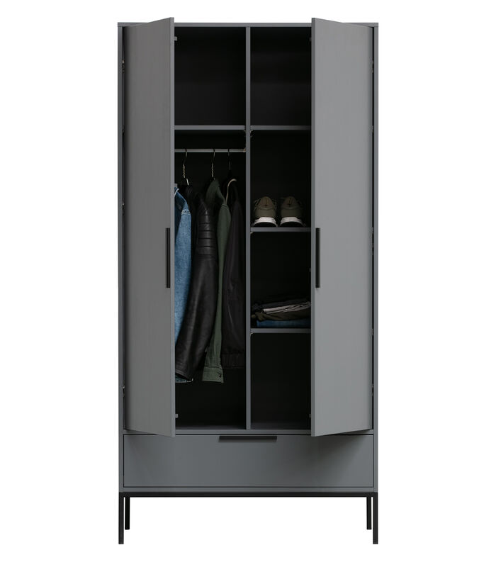 Armoire - Pin - Gris - 200x100x53  - Adam image number 3