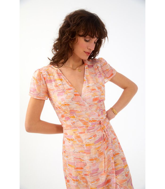 Malice jurk van 100% bedrukte zijde-viscose SALINAS image number 3