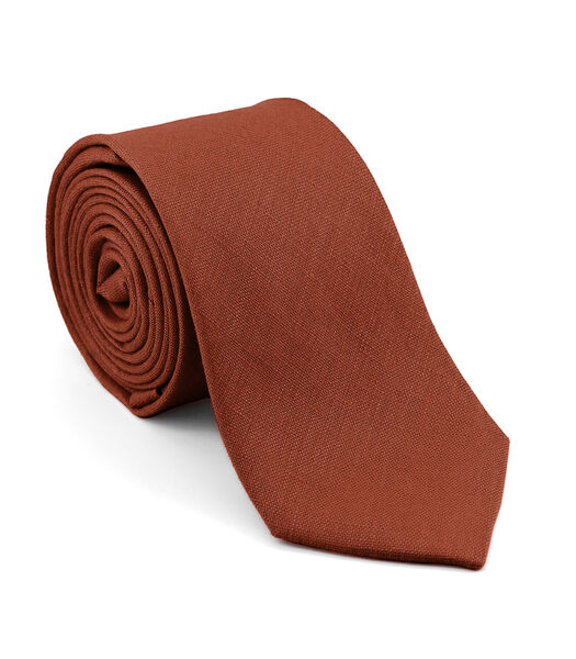 Cravate en lin terracotta rouille - RUSTIC - Fabriquée à la main