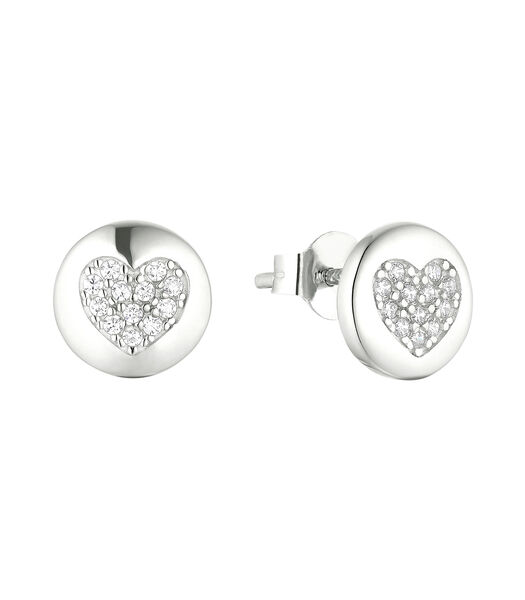 Boucles d'oreilles pour dames, argent 925 Sterling, zirconium synth. | cœur
