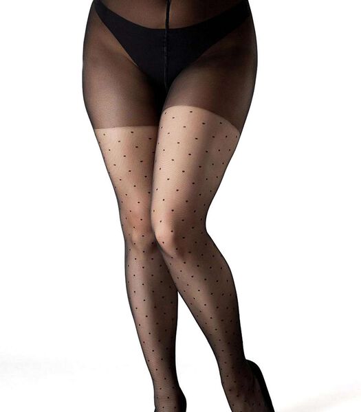 Positive Amalia 20den Sheer (enkel grote maten) Panty met stippen - Zwart - XL